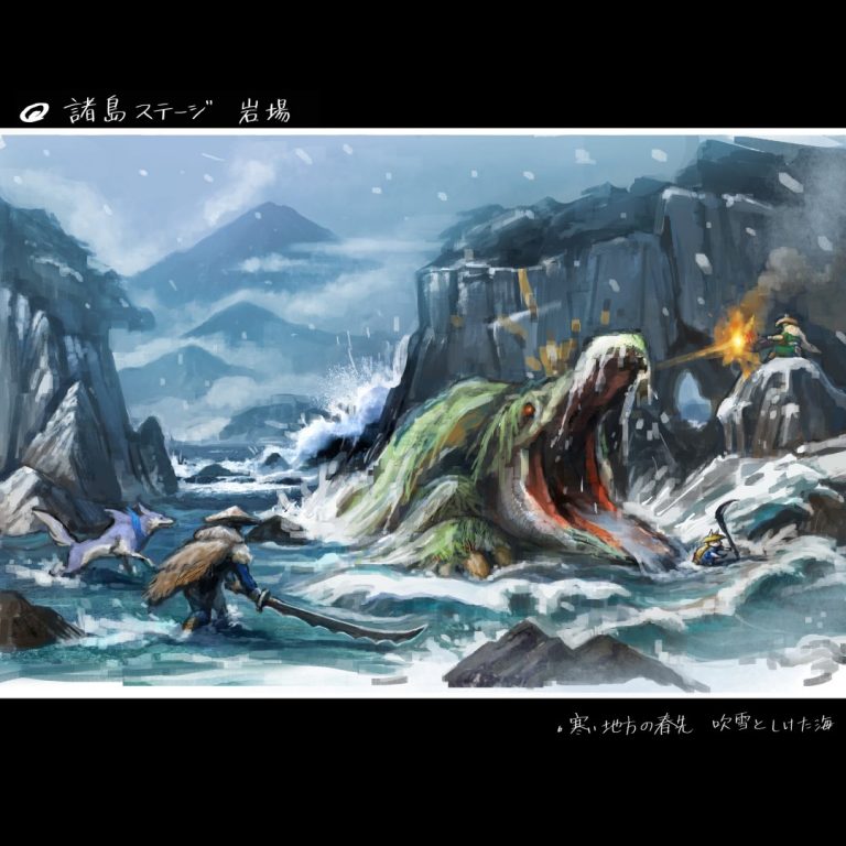 Capcom partage des artworks des iles gelées de Monster Hunter Rise