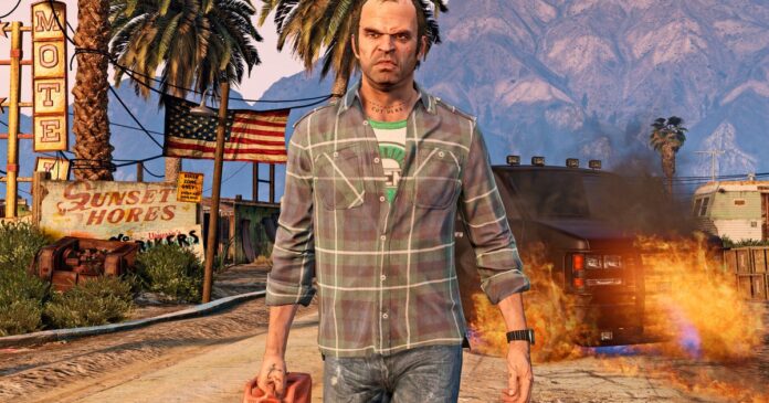 Trevor-in-GTA-5-carries-a-jerry-can-as-a-car-burns-behind-him-1